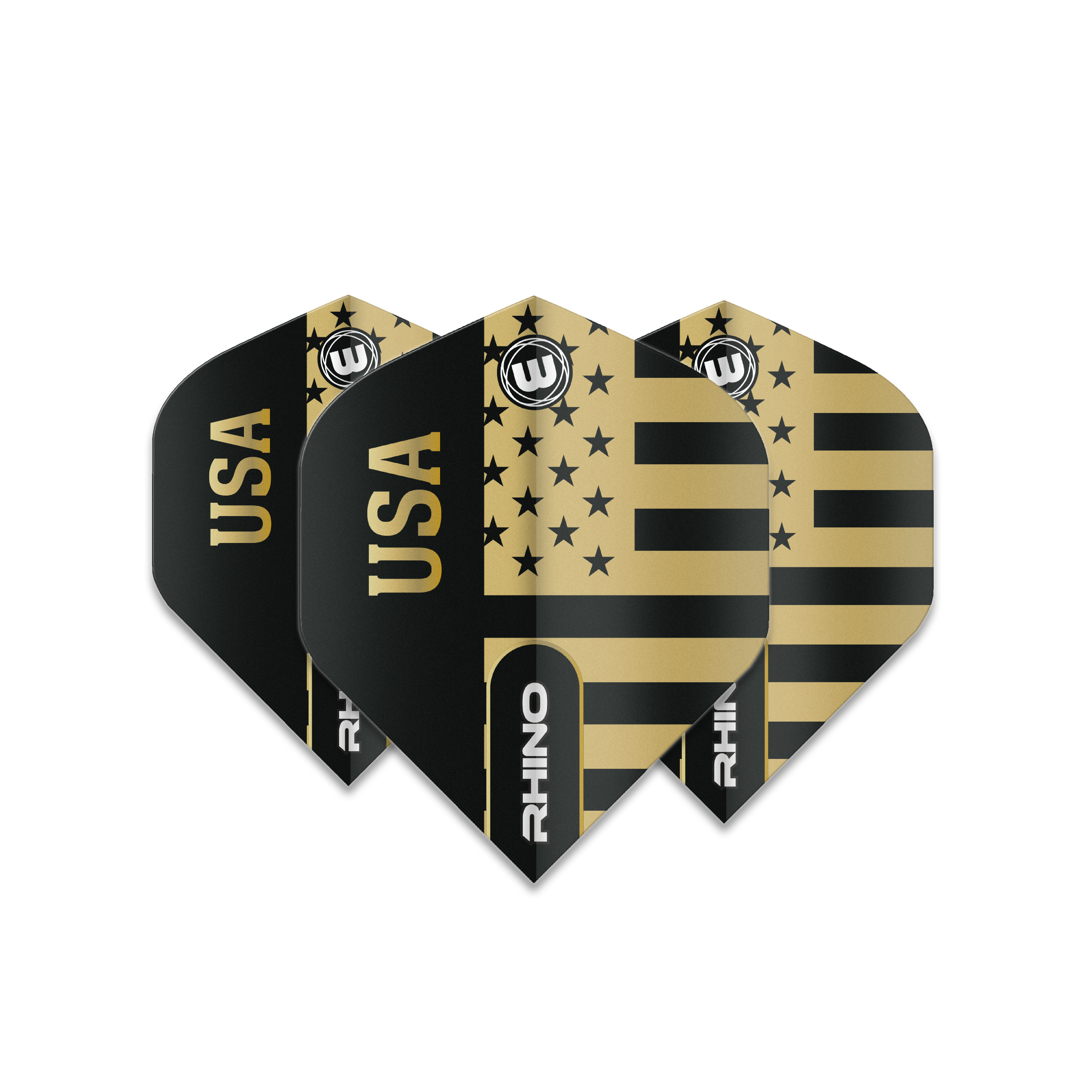 Click here to learn more about the Winmau Rhino Extra Thick Standard USA Flag Black & Gold Flights.